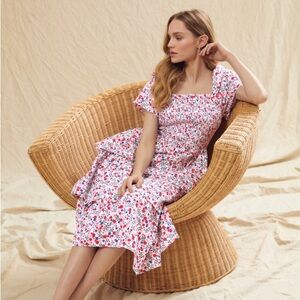 Draper James Red and White Floral Midi Dress